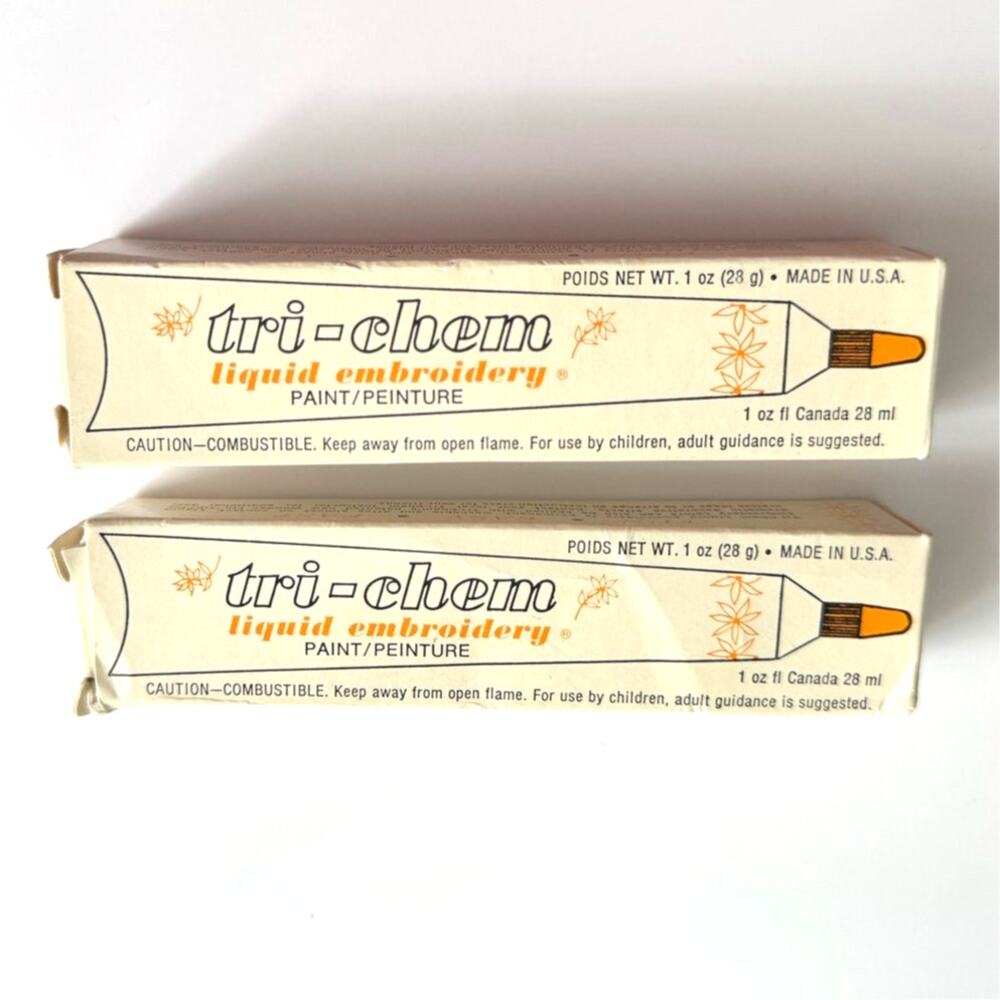 VTG Tri Chem Liquid Embroidery New In Boxes Black‎ And Yellow E-Z Flow